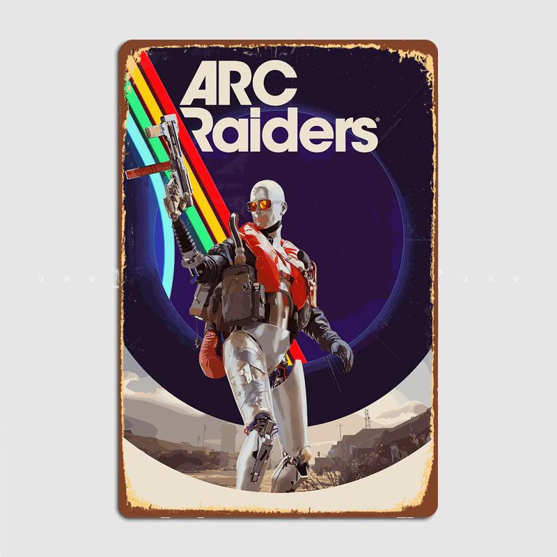 Poster Gioco Arc Raiders Segno Vintage Garage Camera da Letto Personalizzata Decorazione Murale Stanza Poster Decorativi per la Casa Poster Metallico Decorazione Interna