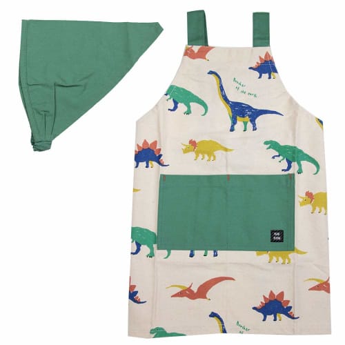 Kids' Apron, Medium, Jurassic Natural, Sizes 110-120, 100% Cotton, Includes Matching Bandana