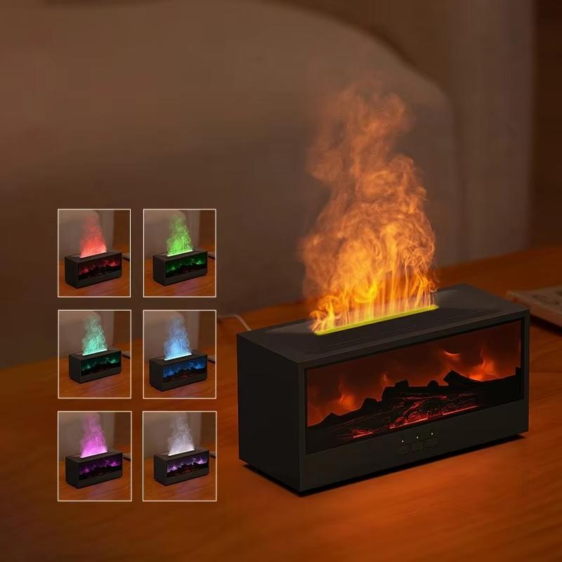 Kreativer Kamin-Luftbefeuchter, wasserloser, automatisch abschaltender Aroma-Diffusor für ätherische Öle mit LED-Licht und Fernbedienung als Geschenk für zu Hause