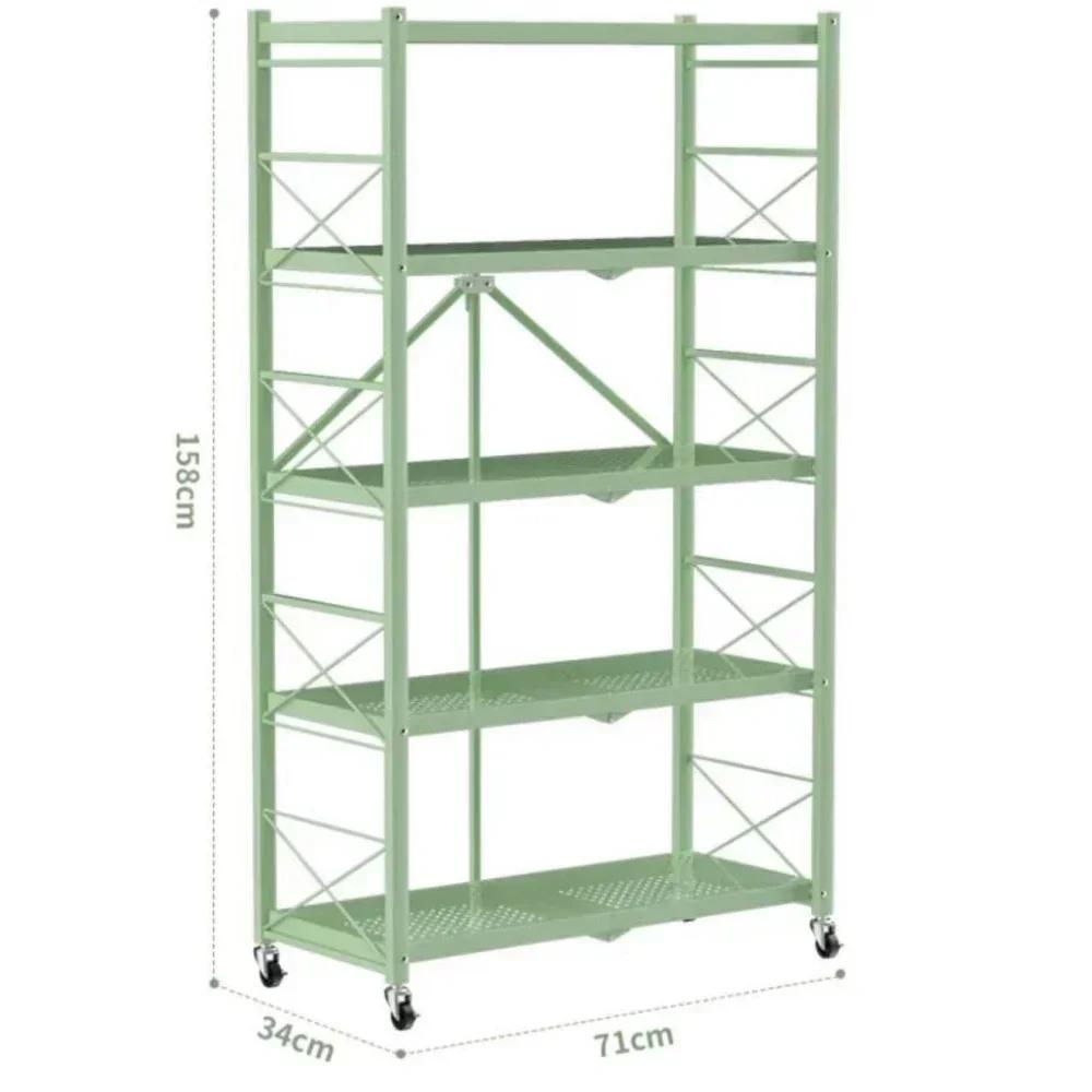 Foldable Metal Storage Shelves Moveable Installation Free Shelf Strong Load-bearing Capacity Shelves Foldable Small Furniture