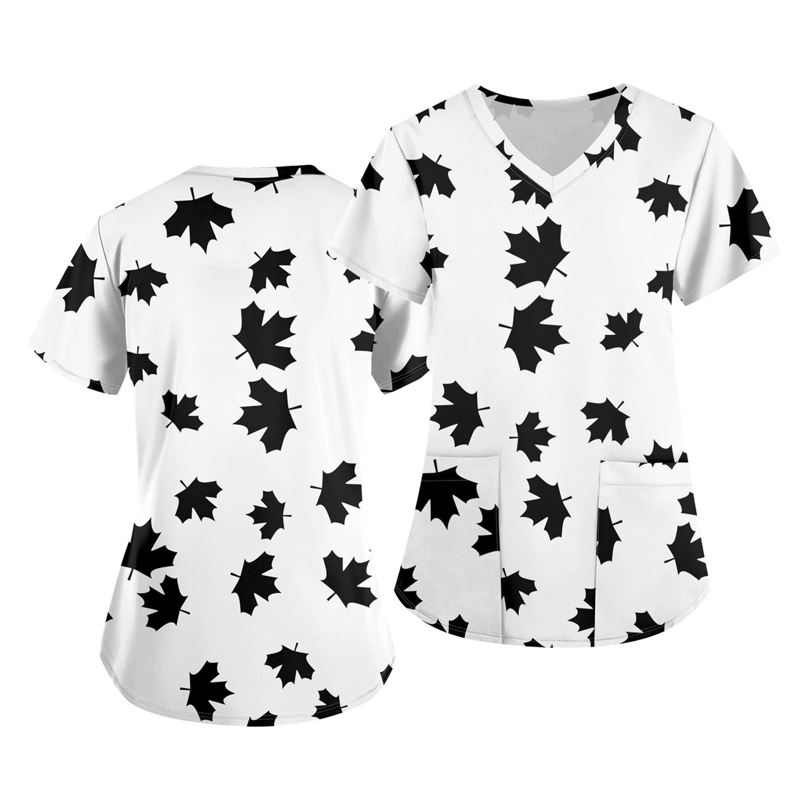 

Женские топы с коротким рукавом и V-образным вырезом, рабочая блузка с карманами XXXXXL белый