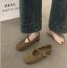 2025 Spring and Summer New French Flat-soled Retro Single Shoes Comfortable and Versatile One-word Belt Mary Jane Shoes Square Head Shoes