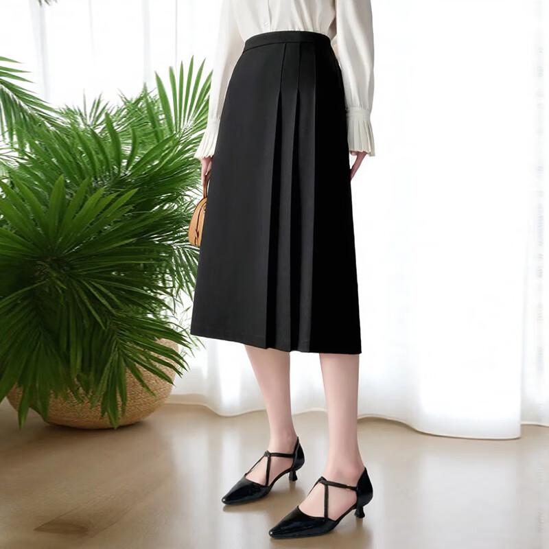 Women s Autumn High-Waist Pleated A-Line Skirt S