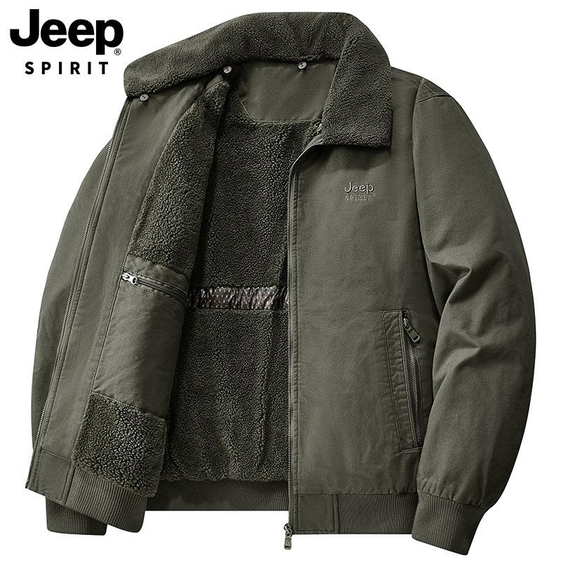 2025 Men's Fleece-Lined Warm Jacket with Detachable Fur Collar - Wear-Resistant Cotton Coat for Autumn/Winter