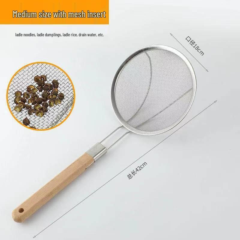 JINGRUIXIANG Edelstahl-Schaumlöffel mit Holzgriff