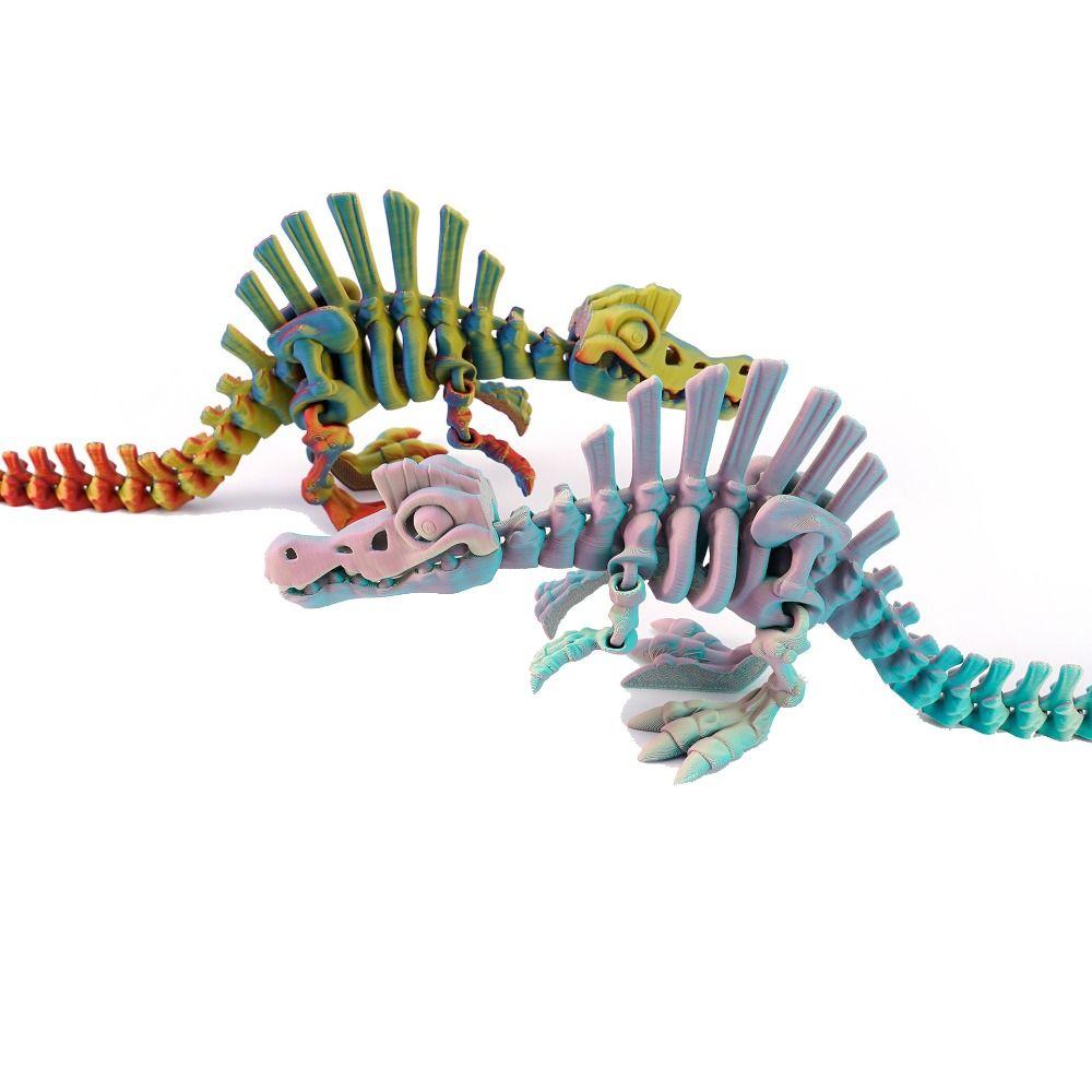 Multi-Color 3D Printed Echinosaurus Dinosaur Mini Size Bone Model Movable Dragons Figurine Movable Joints Desktop Craft