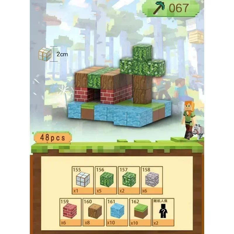 

Новый набор магнитных строительных блоков 48-192 шт. Mine Magnet World Набор игрушек STEM Монтессори Штабелируемые кубики Конструктор Рождественский подарок