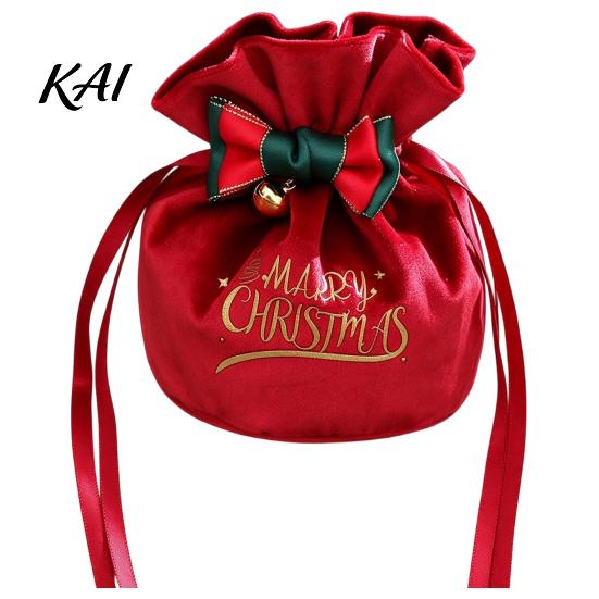 Durable Fabric Bags for Small Gifts Drawstring Christmas Candy Bags, Reusable Gift Wrap Holiday Celebration Holders Cute Eve Fruit Party Favor