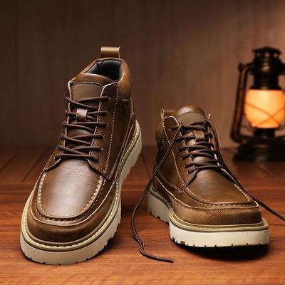 Martin Stiefel Herren Winter Samt warm Retro High-Top Lederstiefel Britischer Stil dicksohlige erhöhende Werkzeugstiefel Herbst Trendstiefel