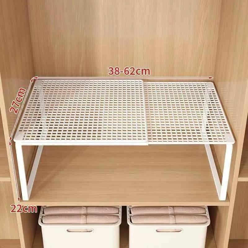 1pc Scalable Wardrobe Layered Storage Shelf Large-Capacity Stackable Partition Board Rack Cabinet Organizer Fully Utilize Space