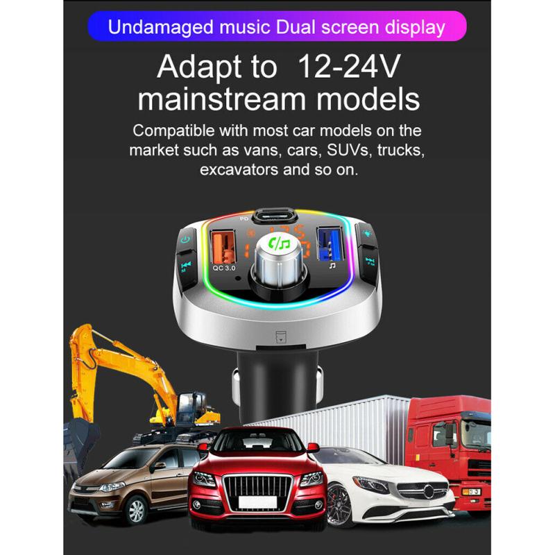 Bc63 Car Bluetooth-compatible V5.0 Mp3 Player 12v~24v Car Charger Pd Fast Charging Multifunction Fm