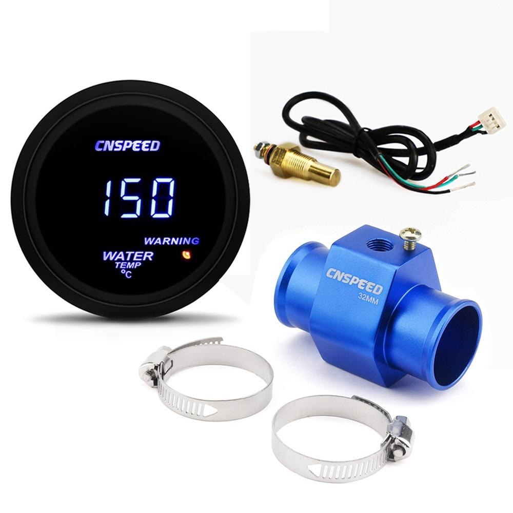 Car Auto 2" 52mm Digital Led Temp Gauge With Water Temperature Sensor 40-150 Celsius Meter With Joint Pipe Sensor Adapter 1/8NPT