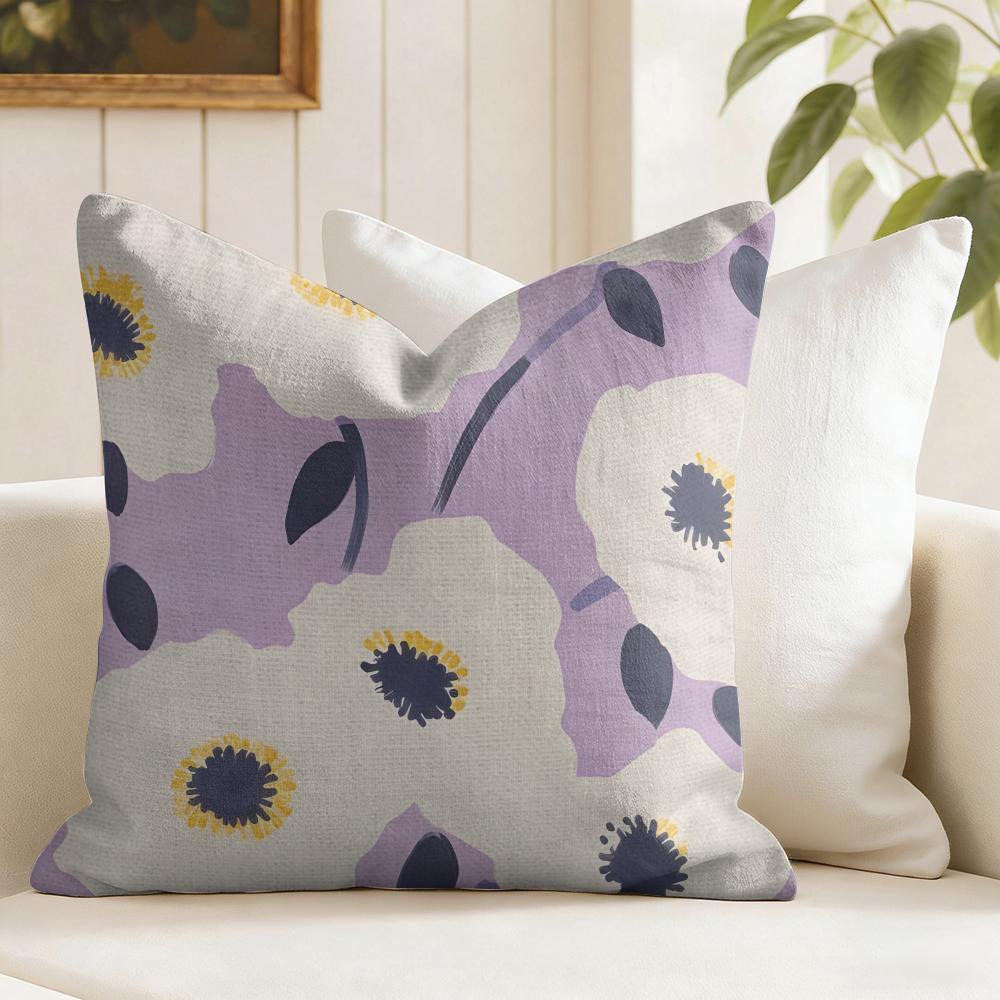 Flower Fashion Cushion Cover Summer Linen Pillow Case Organic Fabric Cushion Cover DoubleSided Print Sofa Home Decor
