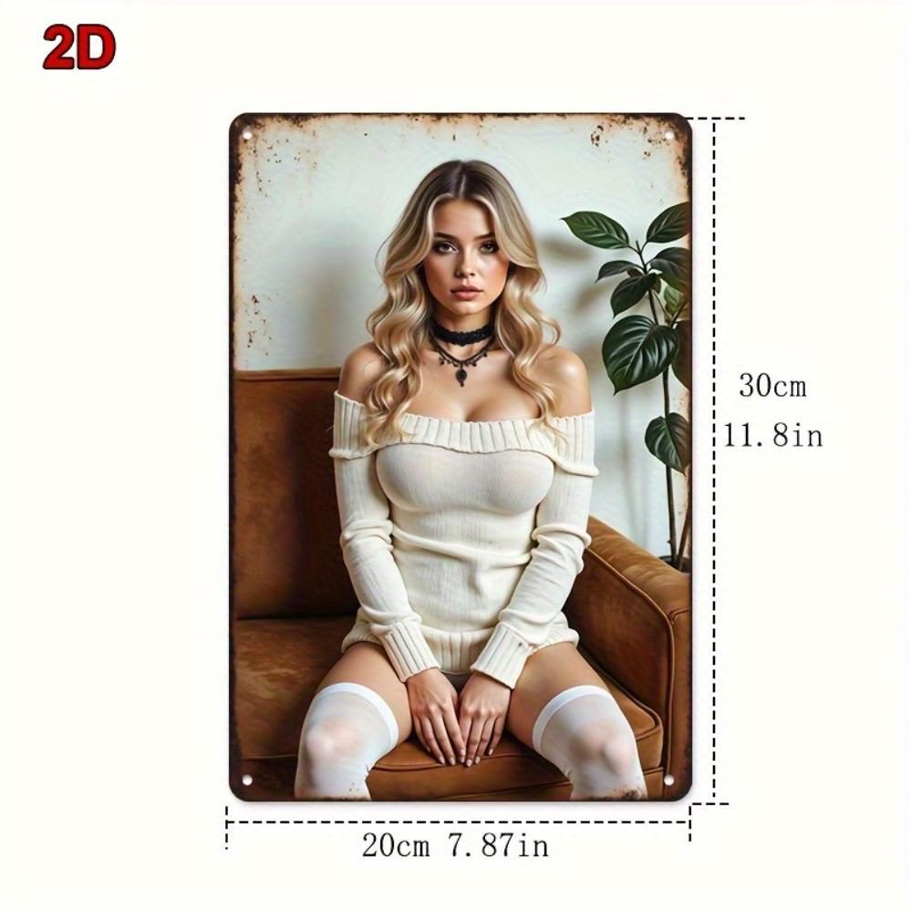 Vintage Metallwandkunst Dekoration - Modisches 2D-Schild für Frauen, 48-81x30 Zoll, Perfekt für Schlafzimmer/Wohnzimmer/Bar/Café