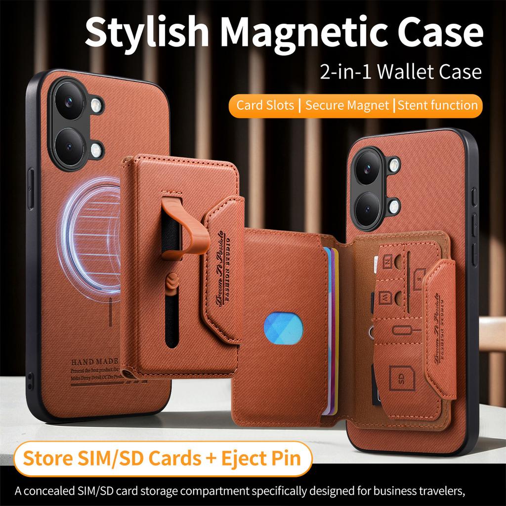 Luxury Leather Phone Case for Poco X8 X7 Pro 2In1 Detachable Magnetic for Magsafe Wallet Card for Xiaomi Poco X8 Pro Max Cover