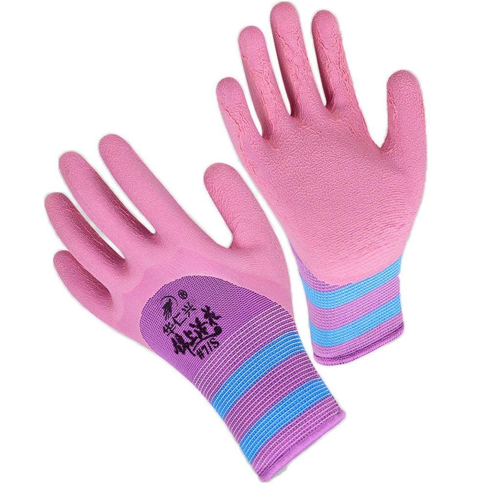 Rosa Arbeitshandschuhe Nylon Schutzhandschuhe Werkzeug Gummi beschichteter Handschuh Damen