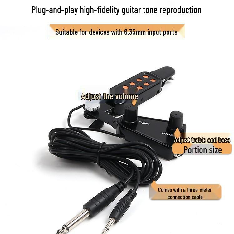 Magnetic Wooden Guitar Soundhole Pickup with 3m Cable, No-Drill Plug-In
