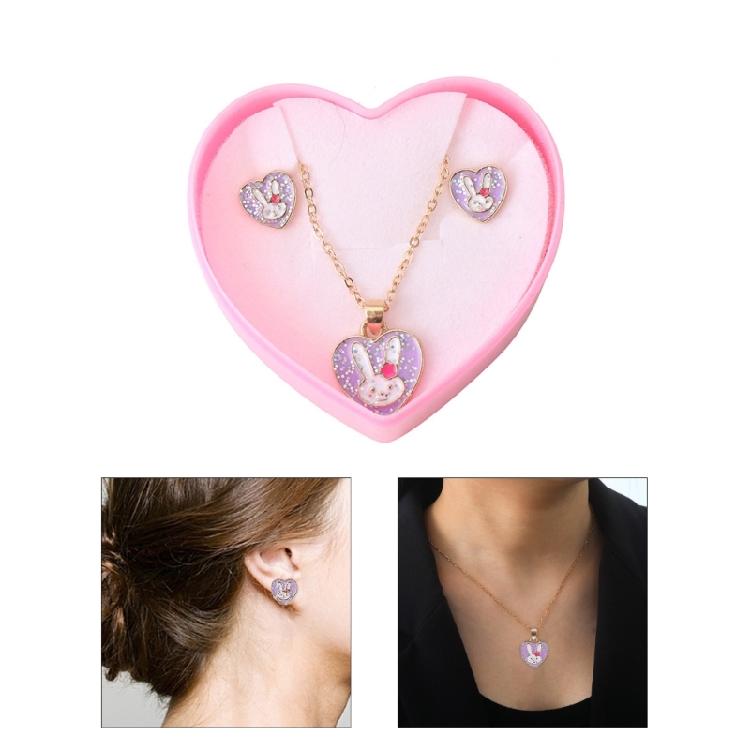 Practical Modern Rabbit Jewelry Set Comprising Necklace and Earrings Portable Accessory for Adding A Touch Of Elegant