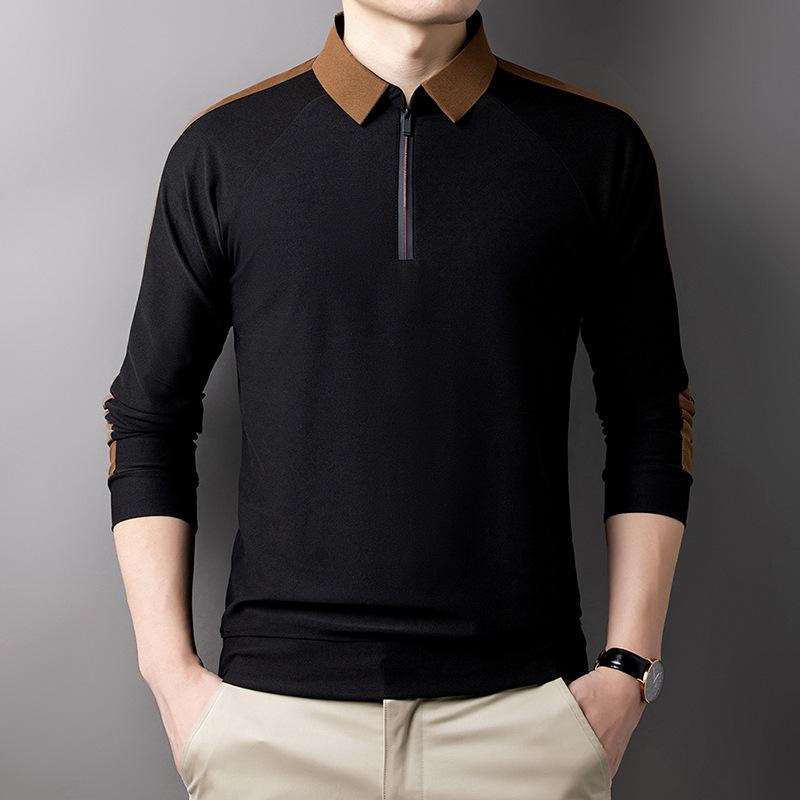 

Мужские весенне-летние повседневные дышащие рубашки-поло в деловом стиле S чёрный