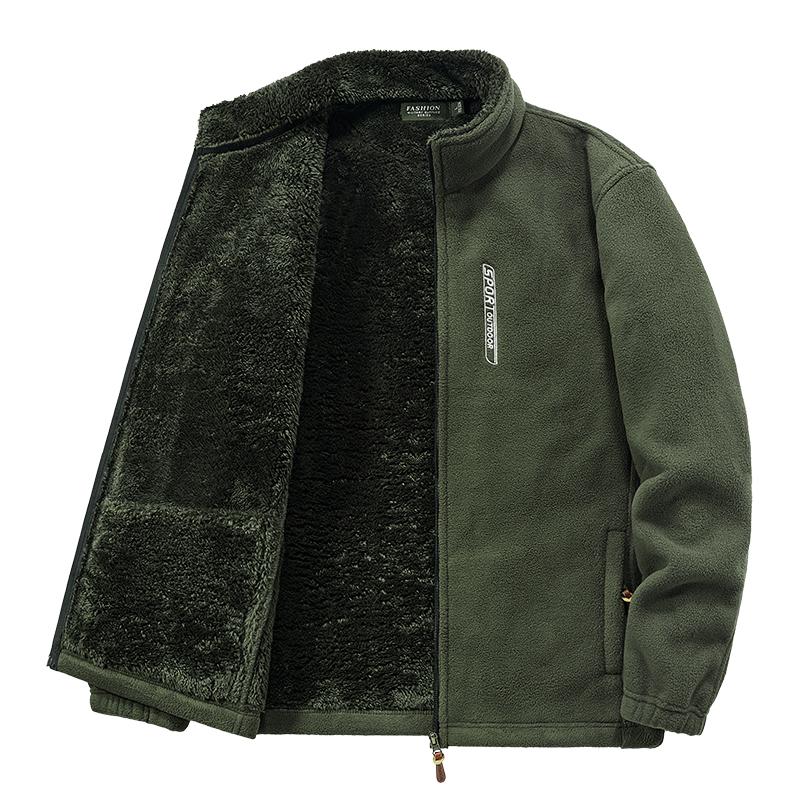 Autumn Winter Thick Fleece Warm Jacket Men Fashion Windbreak Stand Collar Coat Men Classic Casual Soft Shell Jacket Men
