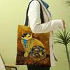 Artistic Abstract Cat Print Shoulder Bag, able Handbag, Casual Bag Suitable For Travel, Play And Work
