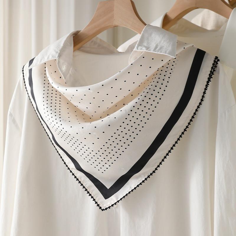 16 mmi jacquard 100% mulberry silk small square scarf women s summer thin silk scarf with white shirt silk scarf грязно-белый