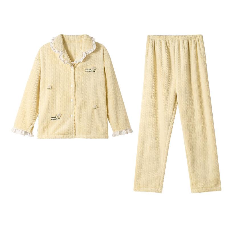 Winter Pajamas Women'S Coral Fleece Fleece Thickened Autumn And Winter Flannel Age-Reducing Loungewear Winter