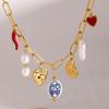 Fashionable Pearls Heart Conch Pendant Necklace Craft Sturdy Stainless Steel Materials Accessory for Everyday Wear