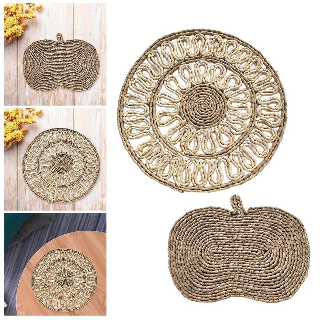 Versatile Woven Placemat Heat Resistant Braided Straw Dinner Plate Mat Anti Slip for Weddings Home Kitchen Dining Table