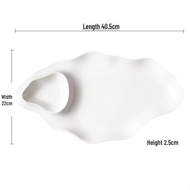 Abay 16-inch Ceramic Plate with Integrated Sauce Dish