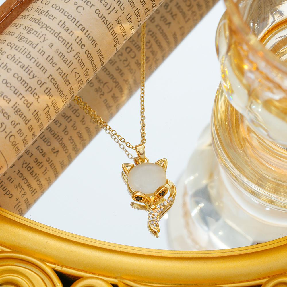 Katzenaugen Fuchs Halskette Schlüsselbeinkette Modischer vielseitiger Schmuck