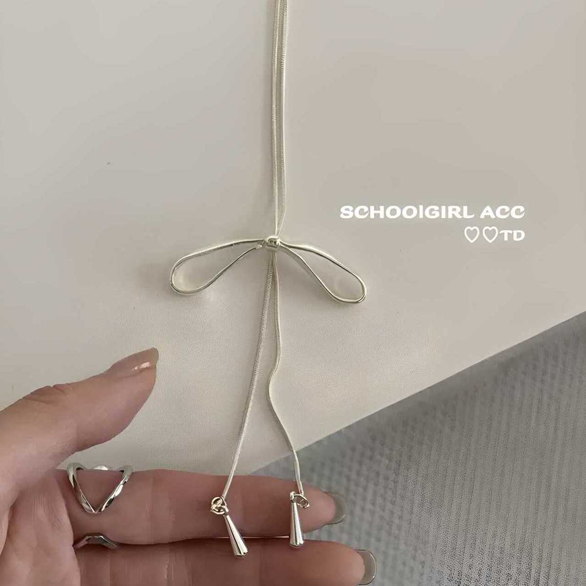 

Ожерелье-подвеска с бантом, выдвижное, простое, темпераментное, цепочка для ключицы, универсальное, модное, нишевое украшение для женщин