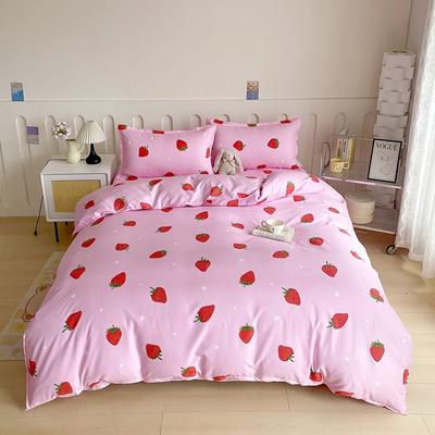 Erdbeer-Bettwäsche-Kollektion Rosa Kawaii Erdbeer-Bettbezug Weiche Wende-Deckenbezug Mit 2 Kissenbezügen Für Damen Mädchen