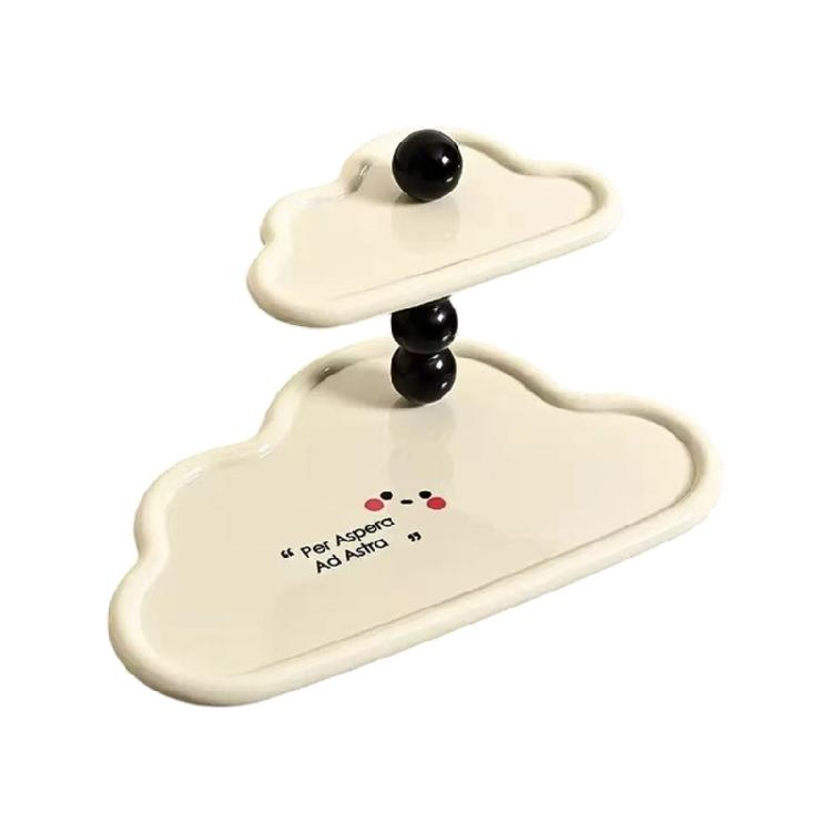 

Decorative Two Level Cloud Stand Office Desk Cloud Shelf For Home Organization In Black White Or Wood Grains Color чорний