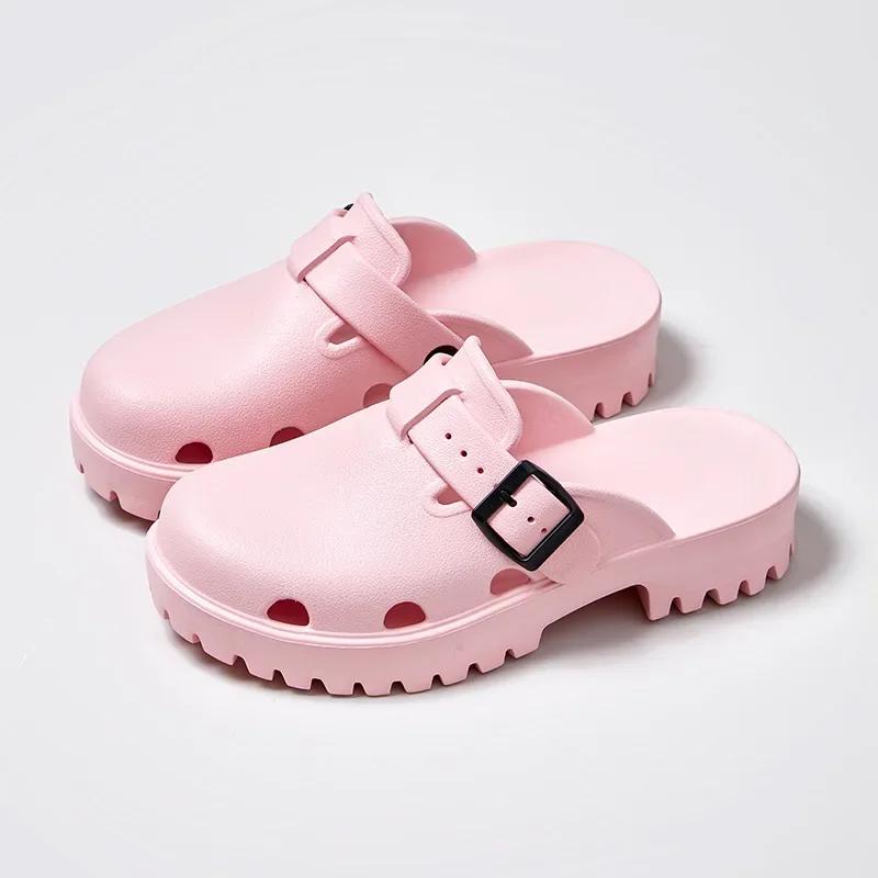 Women's Solid Color Cushioned Flatform Sandals, Slip-on Platform Slides, EVA Round Toe Garden Shoes, Platform Clogs for Women