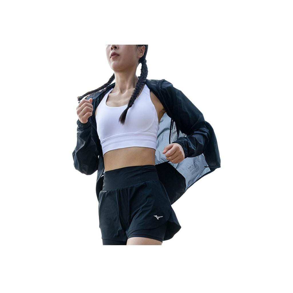 Mizuno Solid Color Minimalist Brand Logo Lightweight Water-Resistant Woven Long Sleeve Jacket Unisex jackets Black J2CE41P3-09