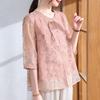 XUEXI Sommerbluse im neuen chinesischen Stil für Frauen mittleren Alters