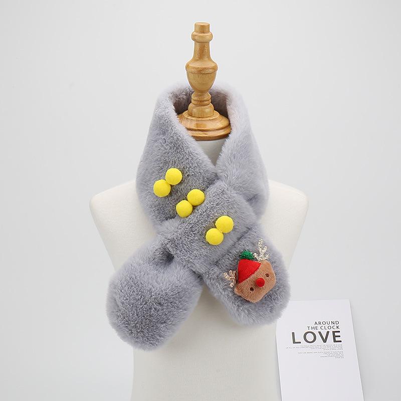 Children's Winter Faux Rabbit Fur Scarf: Cute Plush Neck Warmer for Boys and Girls