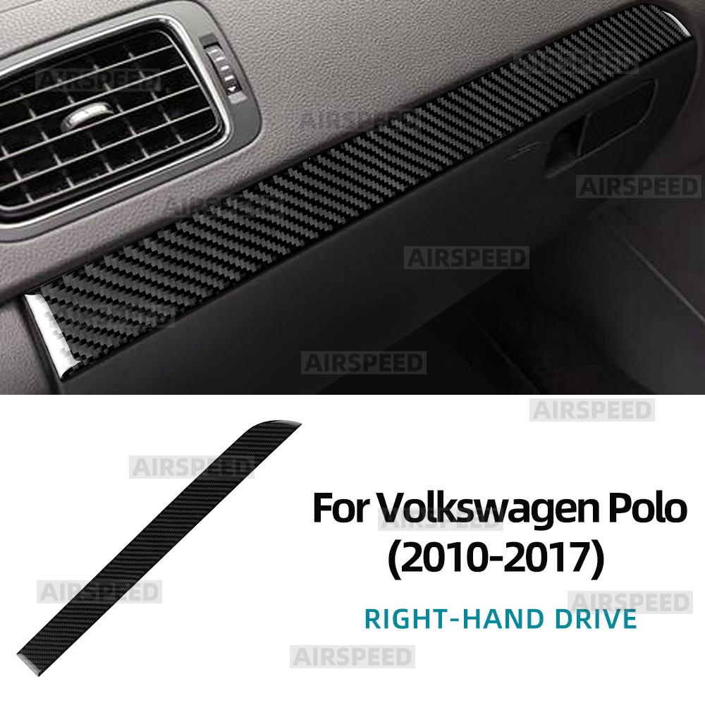 Για Volkswagen Polo 2010 2011-2017 Πάνελ Ταμπλό Πλευράς Συνοδηγού από Ανθρακονήματα Αντιχαρακτικό Διακοσμητικό Εσωτερικού Τροποποίηση Αξεσουάρ Αυτοκινήτου