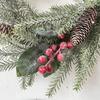 European-American Style Silver Snow Pine Cone Garland with PE Leaves & Red Berries for Christmas Decoration