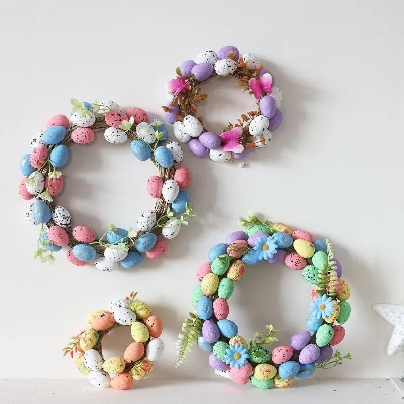 Handmade Easter Egg & Bunny Rabbit Wreath 2026 New Easter Decor Garland Creative Door Sign for Garden Gate Wall Decor