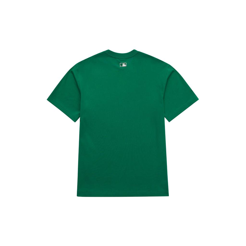 MLB New York Yankees College Style Striped Dopamine Letter Print Crew Neck American Vintage Short Sleeve T-Shirt Unisex Tops Green 3ATSV0233-50GNP