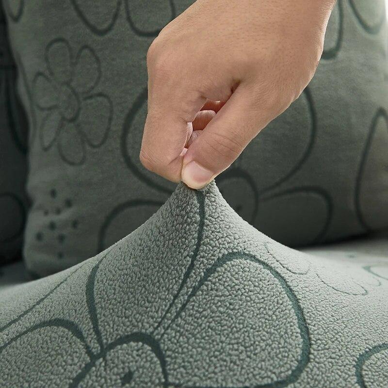 PLUSH husă de pernă de canapea pentru canapea normală canapea în formă de L huse lungi pentru decorarea casei cu flori jacquard stretch