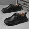 Fashion Men's Leather Casual Shoes Handmade Breathable Shoes Soft Low-top Working Shoes