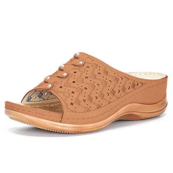 

Fashion 2025 Women Sandals Summer Shoes Woman Wedge Heels Sandals Plus Size Flip Flops Drop Shipping Wedges Shoes Sandalias Mujer 43 коричневый