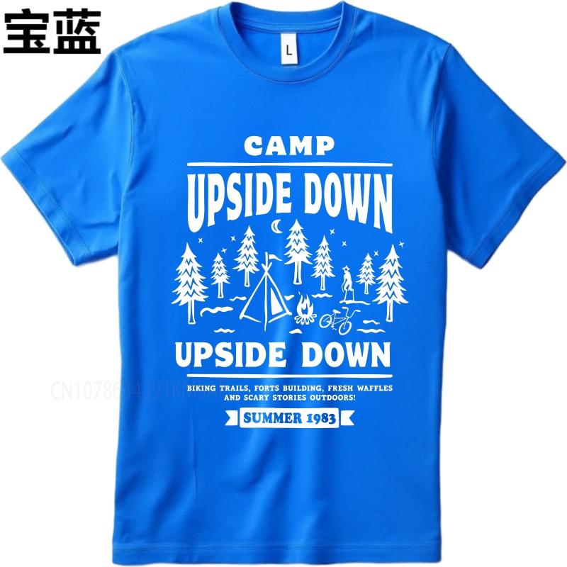 Graphic summer For her tshirt Camp Upside Down Forest Campfire Adventure Summer 1983 Short Sleeve Comfortable Oneck Tee shirt