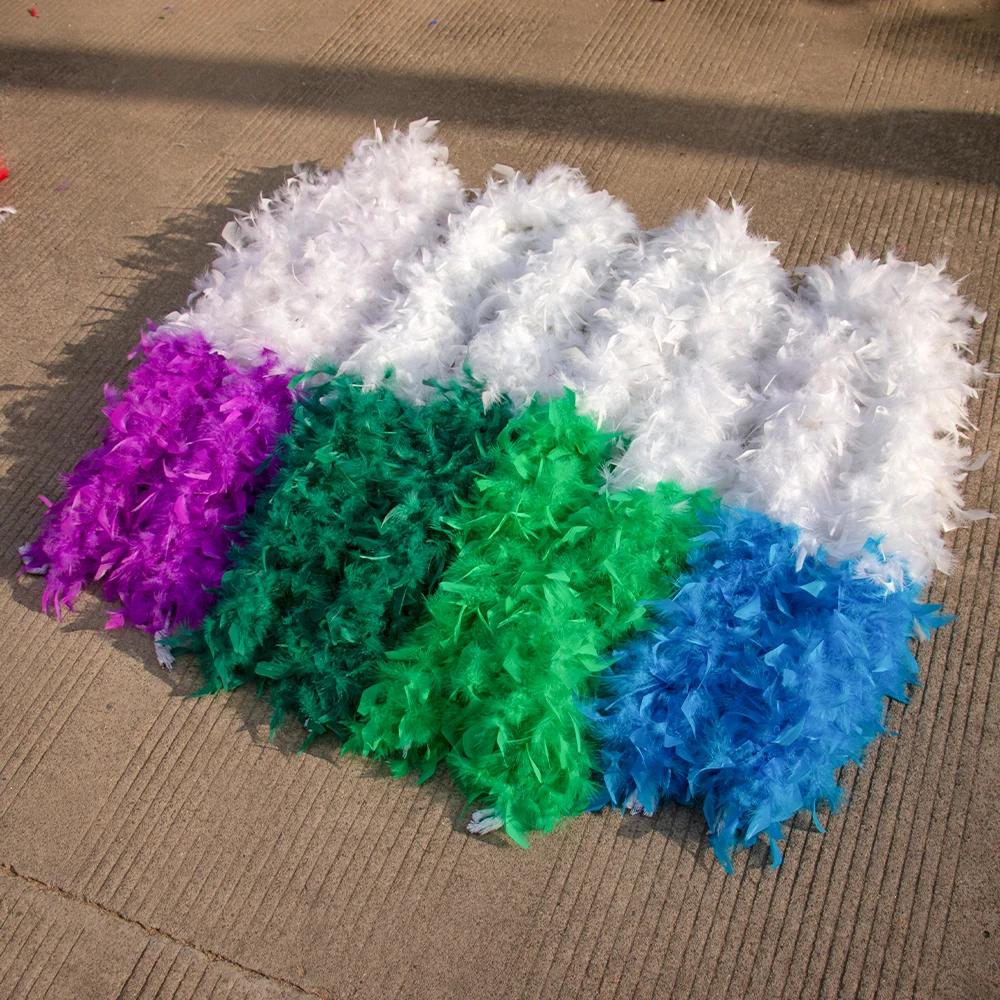 DIY 2 Yards Zweifarbige Truthahnfeder Boa Schal Schal 130g Marabutfedern für Hochzeitsfeier Kostüm Nähen Dekor Zubehör