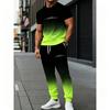Men's summer short-sleeved and long pants casual two-piece set, sporty loose with pockets