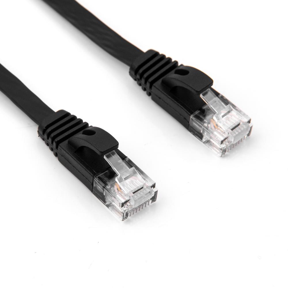 5-Meter Black Cat6 Flat Cable - High-Speed Data Cable for Home Gigabit Network Connections