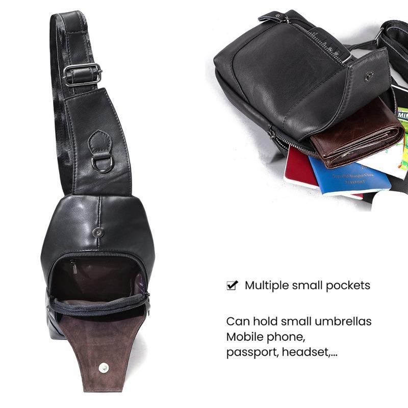 Pánská taška z pravé kůže Venkovní ležérní crossbody taška Pánská taška přes rameno z hovězí kůže Pánská náprsní taška